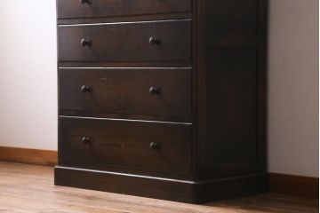 ビンテージ家具　和製ビンテージ　カバ材　シンプルなデザインが魅力のチェスト(洋服タンス、引き出し、和たんす、収納箪笥、衣装箪笥、ヴィンテージ)(R-038617)