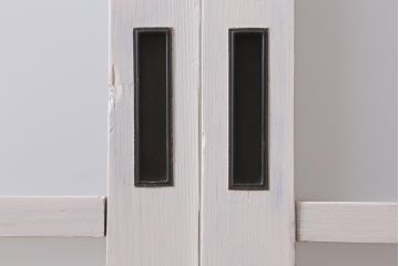 アンティーク建具　和製アンティーク　昭和初期　すりガラス入り　ホワイトペイントが爽やかなガラス戸2枚セット(引き戸、建具)(R-038634)