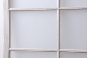アンティーク建具　和製アンティーク　昭和初期　すりガラス入り　ホワイトペイントが爽やかなガラス戸2枚セット(引き戸、建具)(R-038634)
