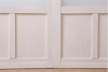 アンティーク建具　和製アンティーク　昭和初期　すりガラス入り　ホワイトペイントが爽やかなガラス戸2枚セット(引き戸、建具)(R-038634)