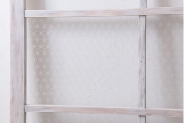 アンティーク建具　昭和初期　当店オリジナルガラス入り　シャビーなペイントが印象的なガラス戸2枚セット(引き戸、建具)(R-038635)