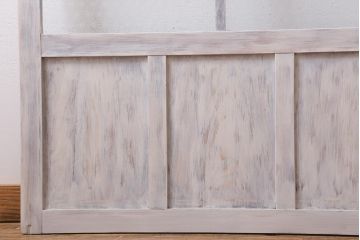 アンティーク建具　昭和初期　当店オリジナルガラス入り　シャビーなペイントが印象的なガラス戸2枚セット(引き戸、建具)(R-038635)