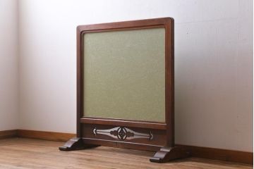 アンティーク家具　和製アンティーク　大正昭和初期　タモ材　透かし彫りが目を引く衝立(つい立て、パーテーション)(R-038638)