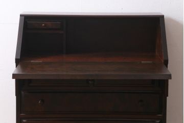 中古　松本民芸家具　H型　ボールフットが特徴的なライティングビューロー(簿記机、在宅ワーク、在宅用デスク)(R-038641)