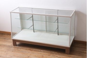 ペイント家具　イギリスヴィンテージ　ナチュラルスタイルにおすすめのガラスケース(ショーケース、陳列棚、ビンテージ)(R-038642)