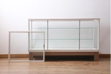 ペイント家具　イギリスヴィンテージ　ナチュラルスタイルにおすすめのガラスケース(ショーケース、陳列棚、ビンテージ)(R-038642)