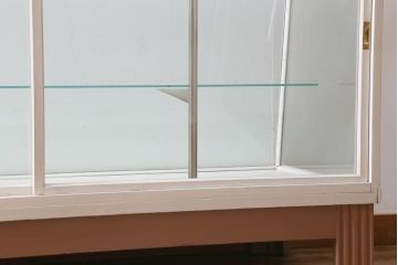 ペイント家具　イギリスヴィンテージ　ナチュラルスタイルにおすすめのガラスケース(ショーケース、陳列棚、ビンテージ)(R-038642)
