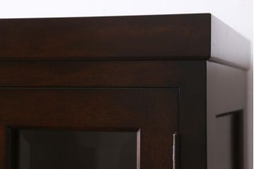 中古　松本民芸家具　特注品!シックな佇まいのG型面取食器棚(収納棚、戸棚キャビネット)(R-038646)