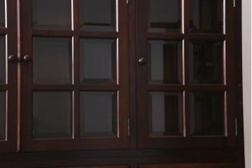 中古　松本民芸家具　特注品!シックな佇まいのG型面取食器棚(収納棚、戸棚キャビネット)(R-038646)