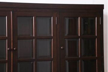 中古　松本民芸家具　特注品!シックな佇まいのG型面取食器棚(収納棚、戸棚キャビネット)(R-038646)