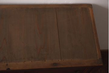 アンティーク家具　和製アンティーク　明治大正期　前面ヒノキ・ケヤキ材　味わい深い木肌が魅力の帳場箪笥(時代箪笥、重ね箪笥)(R-038666)