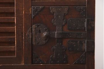 アンティーク家具　和製アンティーク　明治大正期　前面ヒノキ・ケヤキ材　味わい深い木肌が魅力の帳場箪笥(時代箪笥、重ね箪笥)(R-038666)