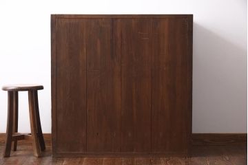 アンティーク家具　和製アンティーク　明治大正期　前面ヒノキ・ケヤキ材　味わい深い木肌が魅力の帳場箪笥(時代箪笥、重ね箪笥)(R-038666)