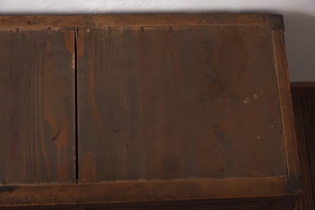 アンティーク家具　明治大正期　前面ケヤキ材・ヒノキ材　和の風情漂う横桟が目を惹く帳場箪笥(ローボード、収納棚)(R-038667)