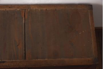 アンティーク家具　明治大正期　前面ケヤキ材・ヒノキ材　和の風情漂う横桟が目を惹く帳場箪笥(ローボード、収納棚)(R-038667)