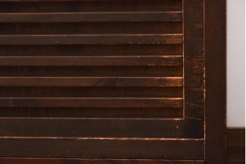 アンティーク家具　明治大正期　前面ケヤキ材・ヒノキ材　和の風情漂う横桟が目を惹く帳場箪笥(ローボード、収納棚)(R-038667)