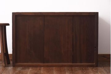 アンティーク家具　明治大正期　前面ケヤキ材・ヒノキ材　和の風情漂う横桟が目を惹く帳場箪笥(ローボード、収納棚)(R-038667)