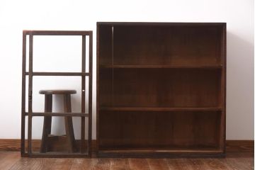 アンティーク家具　大正昭和初期　レトロな佇まいが魅力のゆらゆらガラス戸付き本箱(ブックケース、収納棚、飾り棚)(R-038668)
