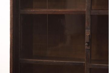 アンティーク家具　大正昭和初期　レトロな佇まいが魅力のゆらゆらガラス戸付き本箱(ブックケース、収納棚、飾り棚)(R-038668)