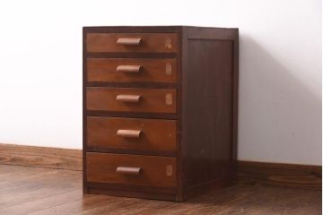 アンティーク家具　和製アンティーク　昭和初期　レトロな空間作りに活躍する小引き出し(小物収納)(R-038686)