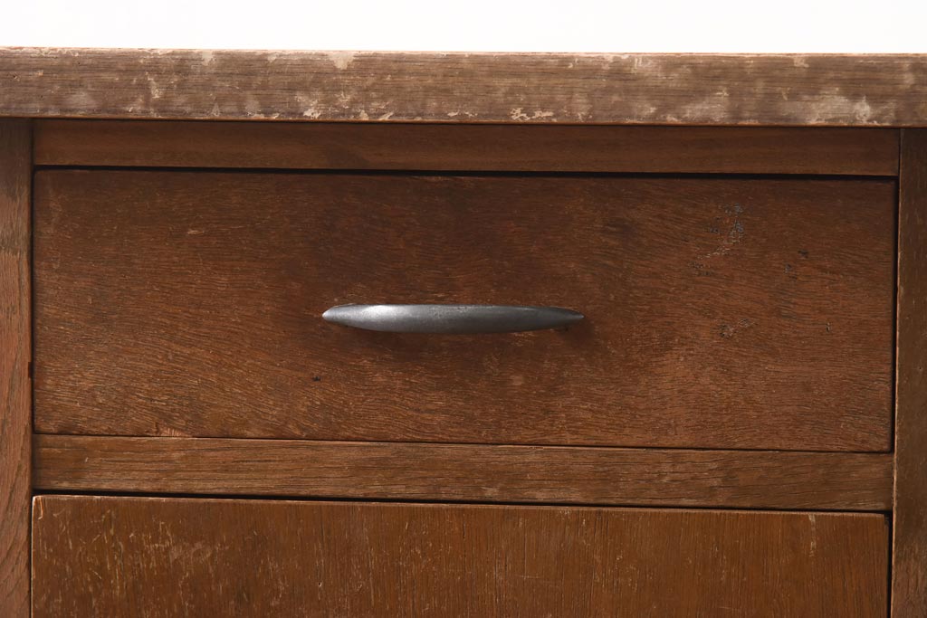 アンティーク家具　昭和レトロ　木の質感が楽しめるシンプルな電話台(サイドキャビネット、収納棚、飾り棚)(R-038687)