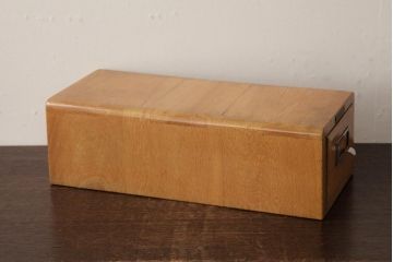 レトロ家具　昭和レトロ　ナラ材　KIHARA　ネームプレート付きの小さなカードケース(小引き出し、図書館、図書室)(R-038694)