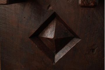 アンティーク雑貨　和製アンティーク　明治大正期　総ケヤキ材　年月を重ねた趣ある将棋盤(花台、飾り台)(R-038696)