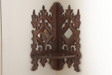 ヴィンテージ家具　フランスビンテージ　折り畳み　壁掛けコーナーラック(壁付け棚)(R-038699)