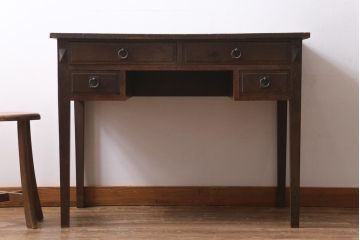 アンティーク家具　和製アンティーク　昭和初期　ナラ材　大正ロマン　洋館の雰囲気を醸し出す平机(デスク、ワークデスク、在宅ワーク、在宅用)(R-038703)