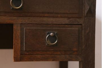 アンティーク家具　和製アンティーク　昭和初期　ナラ材　大正ロマン　洋館の雰囲気を醸し出す平机(デスク、ワークデスク、在宅ワーク、在宅用)(R-038703)