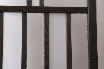 アンティーク建具　幅狭　ダイヤガラスとすりガラスを使用したレトロなガラスドア(建具、扉)(R-038708)