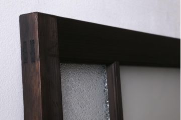 アンティーク建具　ダイヤガラス・すりガラス入り　レトロな雰囲気を盛り上げるガラスドア(建具、扉)(R-038709)