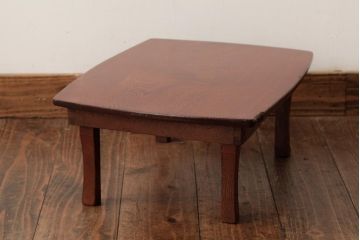 レトロ家具　昭和初期　天板一枚板　渋みのあるちゃぶ台(ローテーブル、花台)(R-038710)