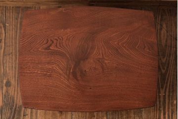 レトロ家具　昭和初期　天板一枚板　渋みのあるちゃぶ台(ローテーブル、花台)(R-038710)
