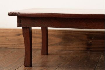 レトロ家具　昭和初期　天板一枚板　渋みのあるちゃぶ台(ローテーブル、花台)(R-038710)