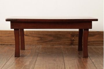 レトロ家具　昭和初期　天板一枚板　渋みのあるちゃぶ台(ローテーブル、花台)(R-038710)