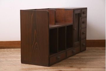 レトロ家具　昭和レトロ　昭和初期　激レア!ノスタルジックな雰囲気漂う本棚(収納棚、戸棚、キャビネット)(R-038711)