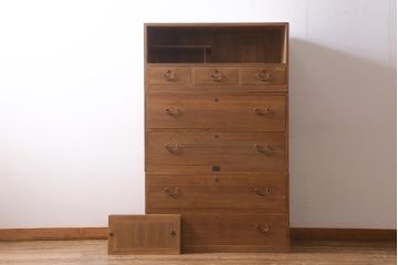 アンティーク家具　和製アンティーク　桐材　上品な佇まいが趣ある3段重ね箪笥(衣装箪笥、引き出し、桐箪笥、桐たんす)(R-038715)