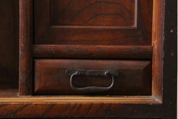 アンティーク家具　和製アンティーク　大正昭和初期　倹飩式　和の風情感じる重ね茶箪笥(茶棚、飾り棚)(R-038716)