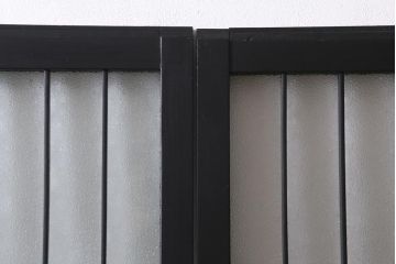アンティーク建具　和製アンティーク　昭和初期　腰板ケヤキ材　ダイヤガラス入り　上手物!玉杢が魅力的なガラス戸2枚セット(引き戸、建具)(R-038718)