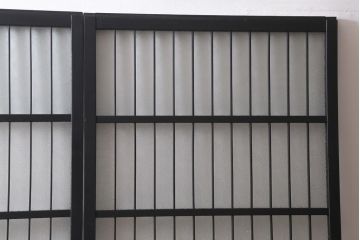 アンティーク建具　和製アンティーク　昭和初期　腰板ケヤキ材　ダイヤガラス入り　上手物!玉杢が魅力的なガラス戸2枚セット(引き戸、建具)(R-038718)