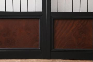 アンティーク建具　和製アンティーク　昭和初期　腰板ケヤキ材　ダイヤガラス入り　上手物!玉杢が魅力的なガラス戸2枚セット(引き戸、建具)(R-038718)