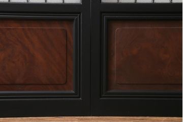 アンティーク建具　和製アンティーク　昭和初期　腰板ケヤキ材　ダイヤガラス入り　上手物!玉杢が魅力的なガラス戸2枚セット(引き戸、建具)(R-038718)