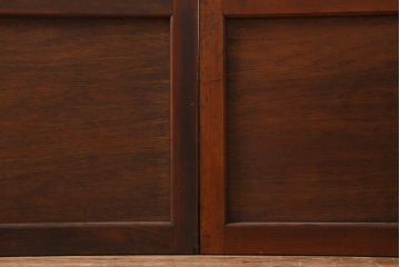 アンティーク建具　当店オリジナルガラス入り　昭和レトロ　市松模様のガラスがおしゃれな引き戸4枚セット(建具、ガラス戸)(R-038719)