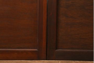 アンティーク建具　当店オリジナルガラス入り　昭和レトロ　市松模様のガラスがおしゃれな引き戸4枚セット(建具、ガラス戸)(R-038719)