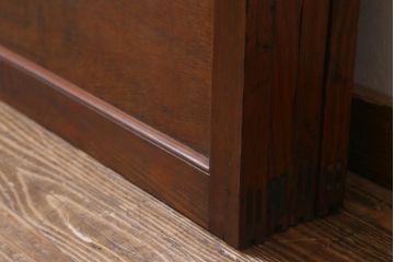 アンティーク建具　当店オリジナルガラス入り　昭和レトロ　市松模様のガラスがおしゃれな引き戸4枚セット(建具、ガラス戸)(R-038719)