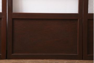 アンティーク建具　当店オリジナルガラス入り　昭和レトロ　市松模様のガラスがおしゃれな引き戸4枚セット(建具、ガラス戸)(R-038719)