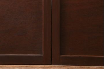 アンティーク建具　当店オリジナルガラス入り　昭和レトロ　市松模様のガラスがおしゃれな引き戸4枚セット(建具、ガラス戸)(R-038719)