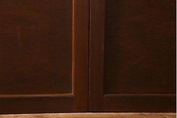 アンティーク建具　当店オリジナルガラス入り　昭和レトロ　市松模様のガラスがおしゃれな引き戸4枚セット(建具、ガラス戸)(R-038719)