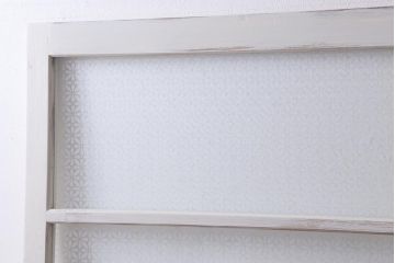 アンティーク建具　和製アンティーク　当店オリジナルガラス入り　ホワイトペイントが爽やかなガラス戸2枚セット(引き戸、建具)(R-038720)